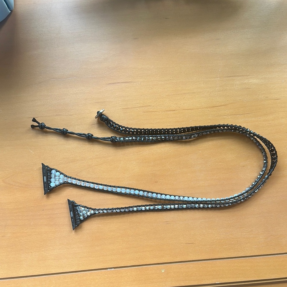 Victoria Emerson Black and Silver Beaded Wrap Band for Apple Watch